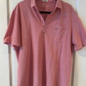 johnnie-O Red and White NCSU Striped Polo Shirt